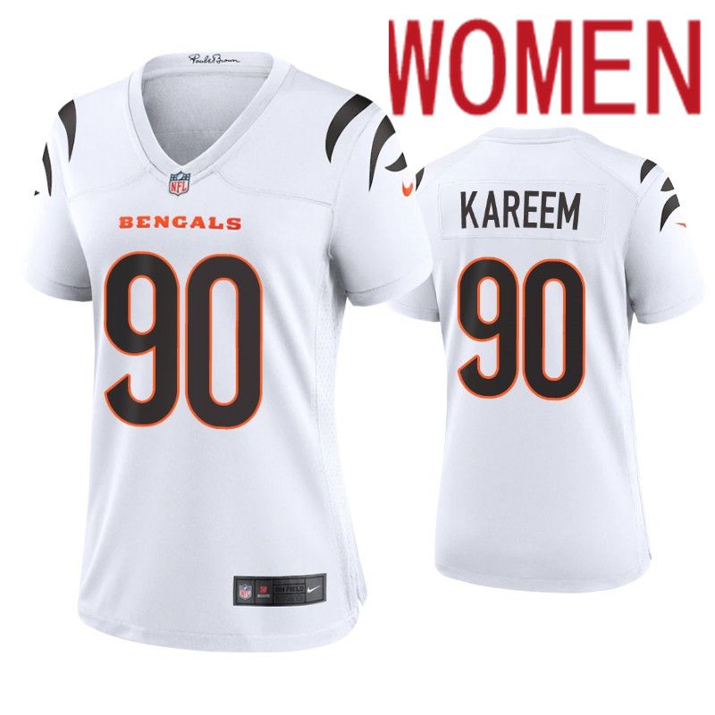 Women Cincinnati Bengals 90 Khalid Kareem Nike White Game NFL Jersey